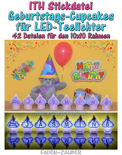 LED-Teelicht-Cupcakes - ITH für den 10x10cm Rahmen