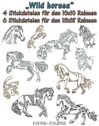 Wild Horses - Stickdatei-Set für den 10x10cm und 13x18cm Rahmen