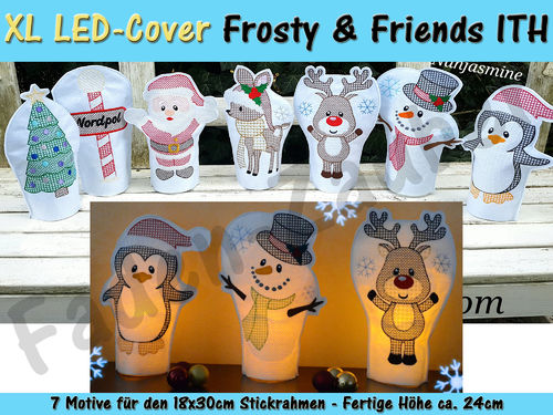 XL LED Kerzen-Cover Frosty & Friends - ITH für den 18x30cm Rahmen