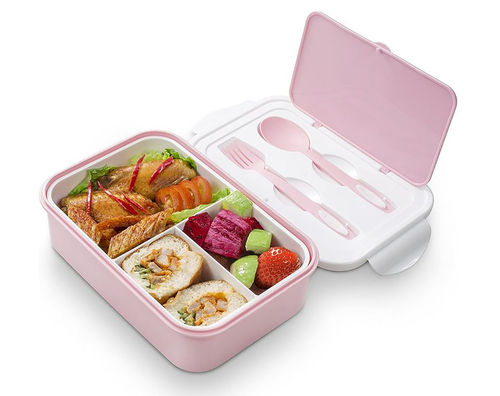 Brotzeitbox Bentobox 1.400ml mit Besteck rosa - mit Wunschmotiv und Name